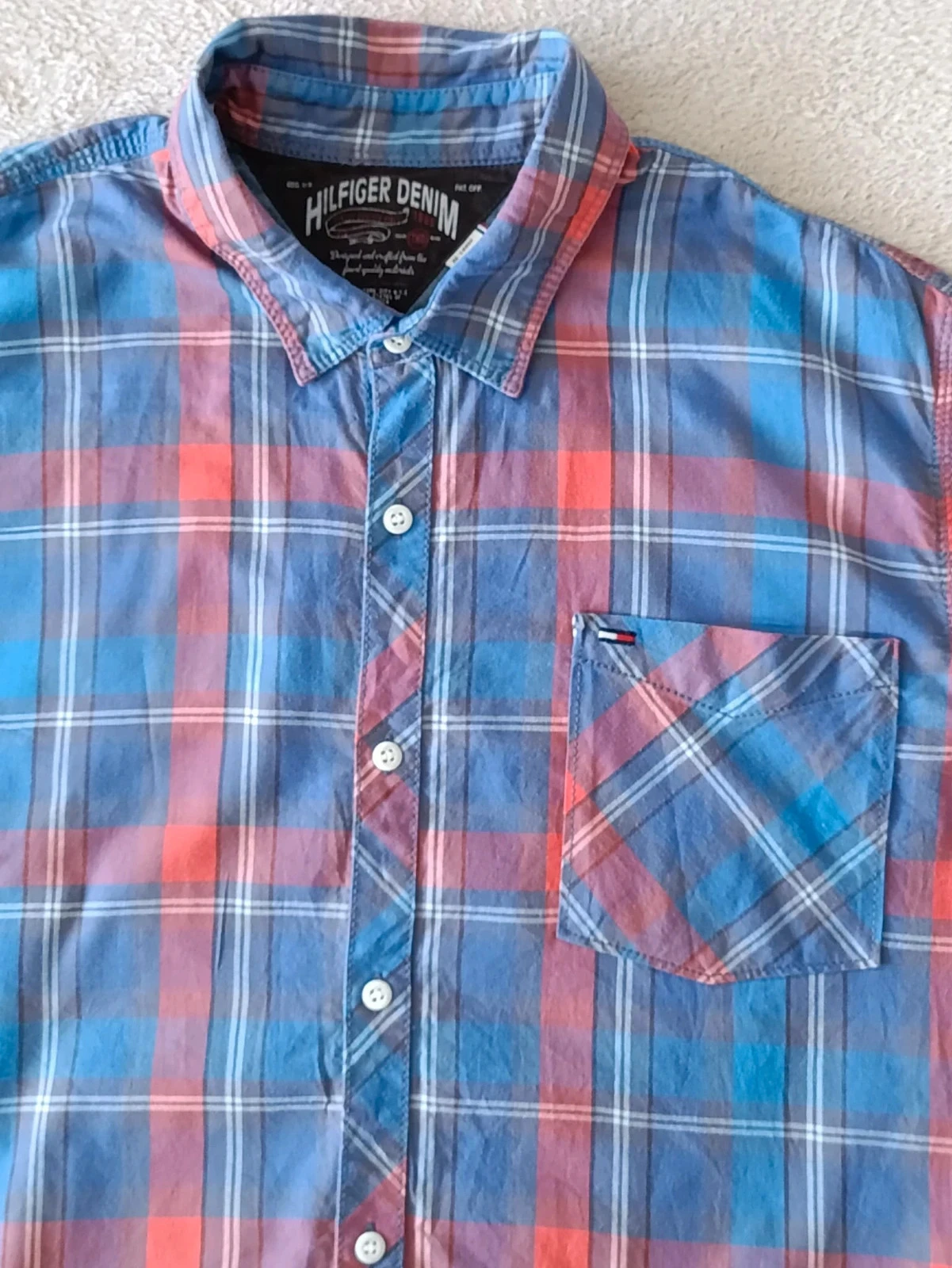 Chemise Tommy Hilfiger Denim à carreaux multicolore manches courtes Taille XXL – photo 4